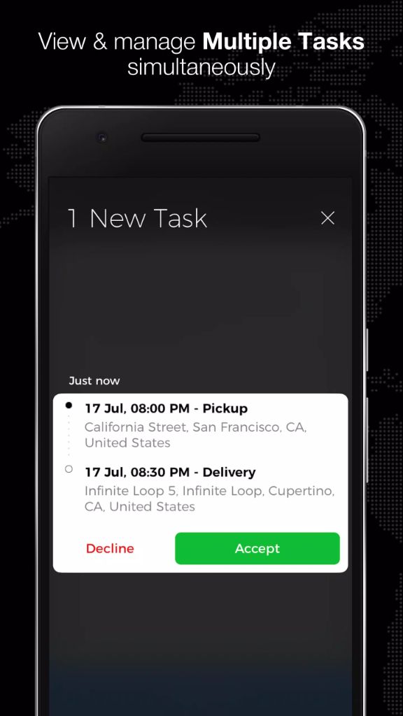 NVC360 new task creation on mobile — accept or decline