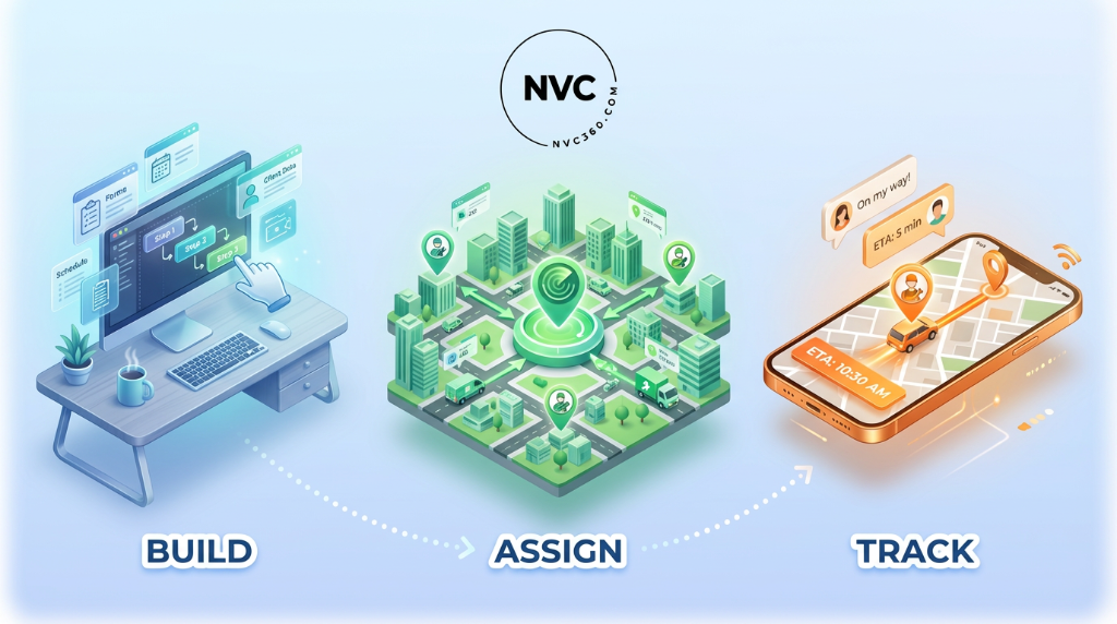 NVC360 Workflow — Build Tasks, Assign Technicians, Track in Real-Time